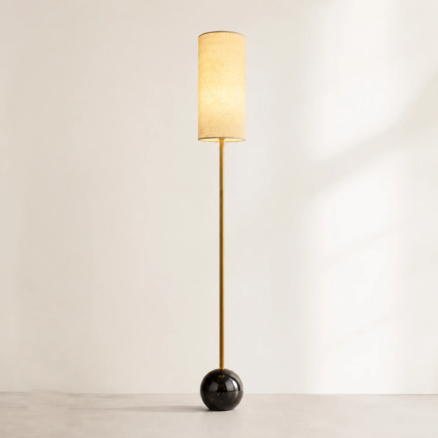 Eryn Zylinderförmige Stehleuchte, Metall & Stoff, 160CM Lang - Lumpaz