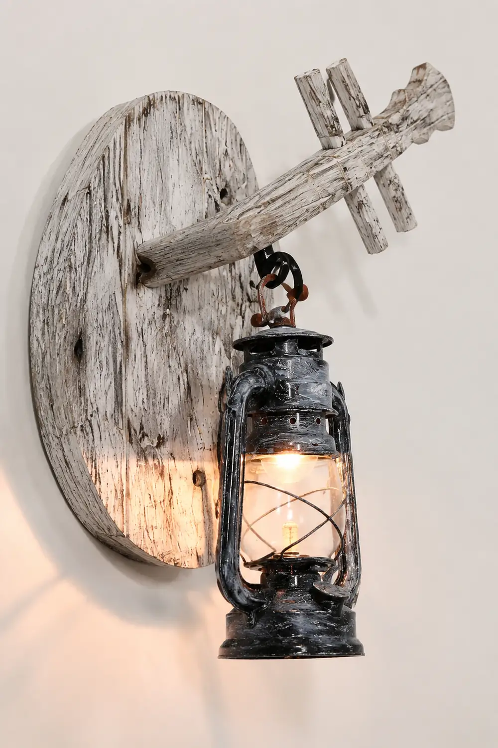 Austin Laute Laterne Wandleuchte, Metall & Holz - Lumpaz