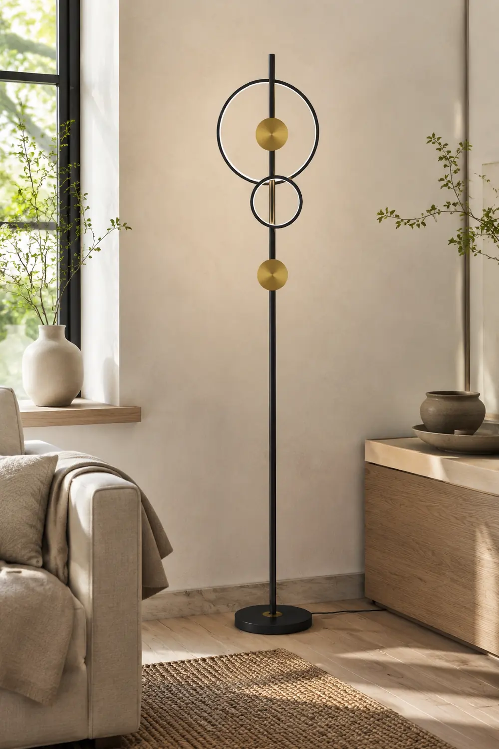 Arisha Ring Stehlampe, 2-flammig, 170CM Lang - Lumpaz