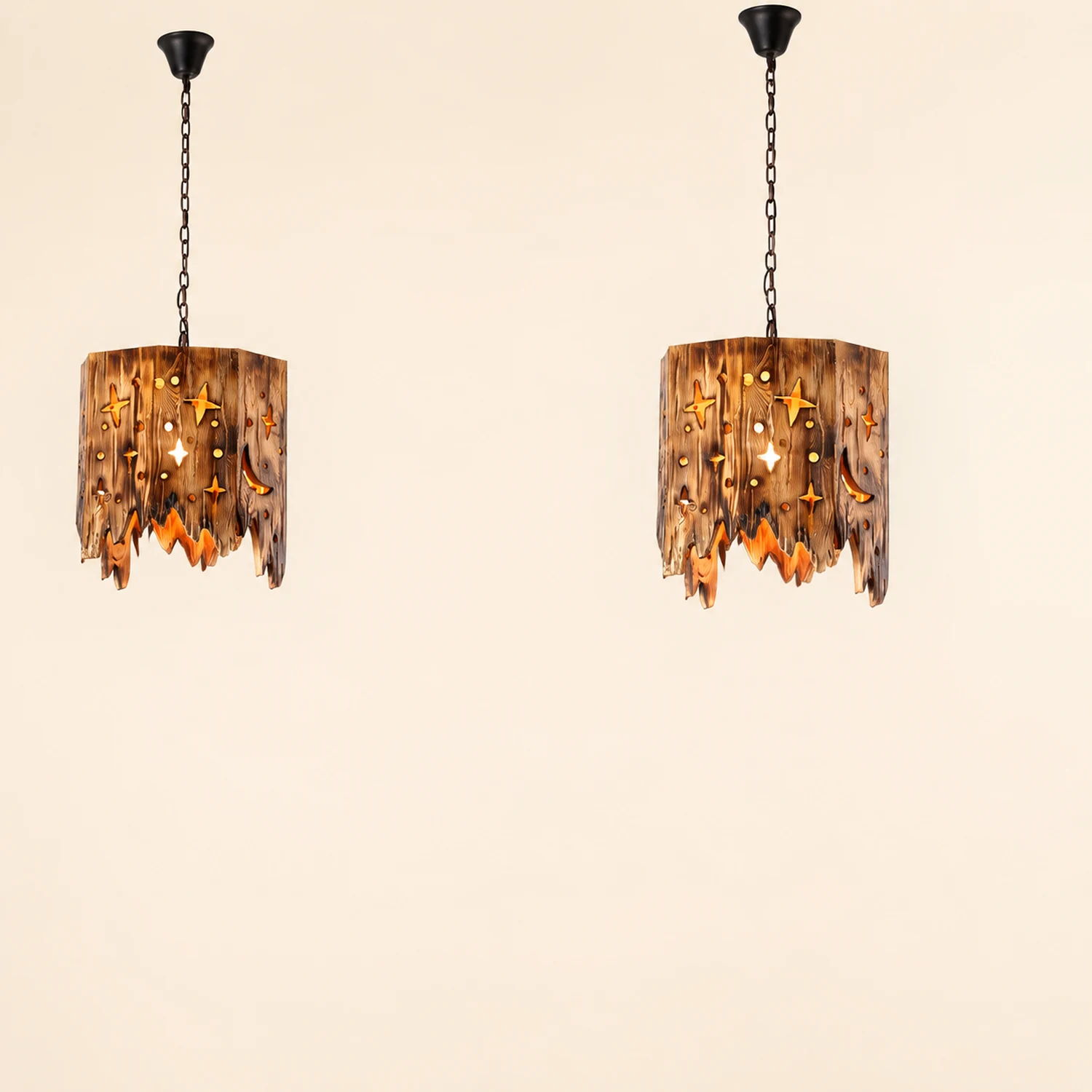Austin Stern-Pendelleuchte, Metall & Holz - Lumpaz