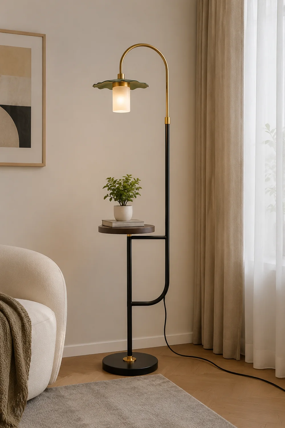 Carins Lotusblatt Stehlampe, Metall & Acryl, 3 Farben, 160CM Lang/165CM Lang - Lumpaz