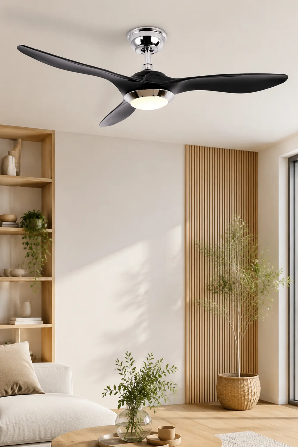 Garner 3-Blatt Deckenventilator mit Beleuchtung, Schwarz & Gelb, ∅132CM - Lumpaz