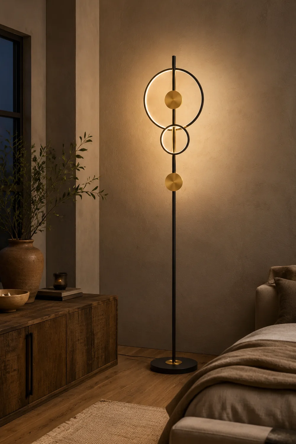 Arisha Ring Stehlampe, 2-flammig, 170CM Lang - Lumpaz