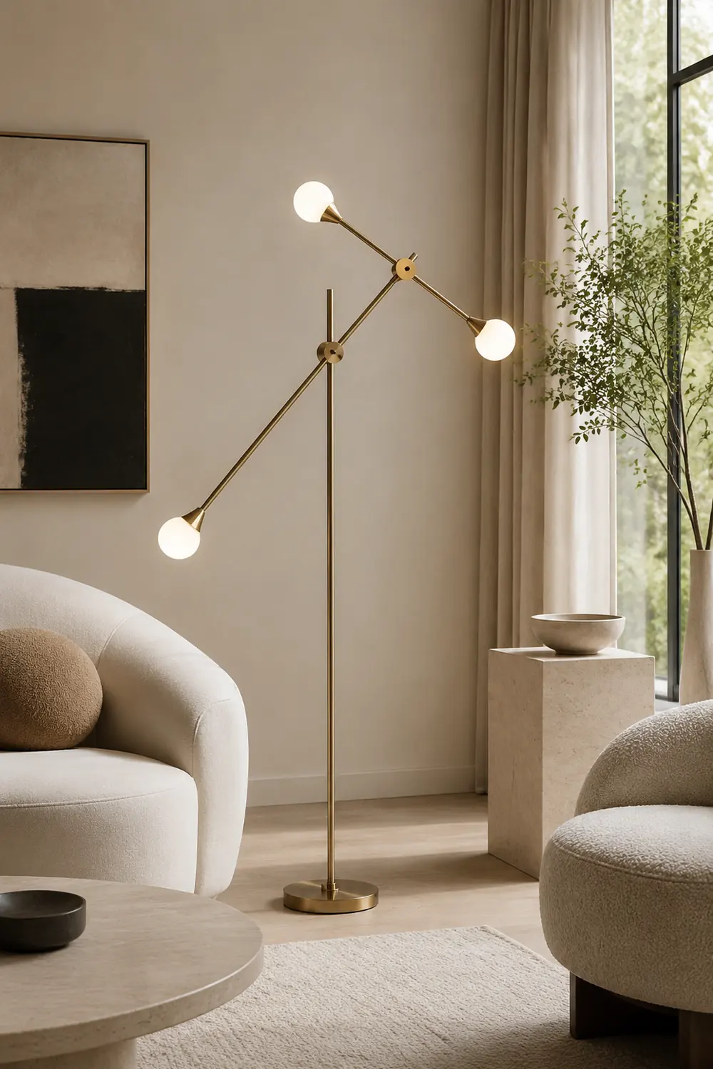 Valentina Kugel Schwenkbare Stehlampe, 3-flammig, 140CM Lang - Lumpaz