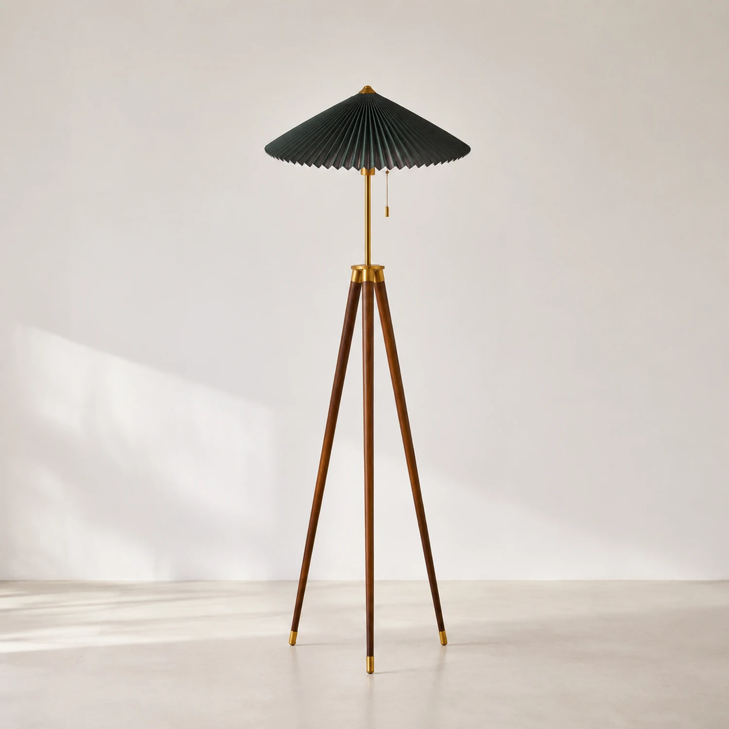 Ozawa Plissierte Stativ-Stehleuchte, Holz & Stoff, 150CM Lang - Lumpaz