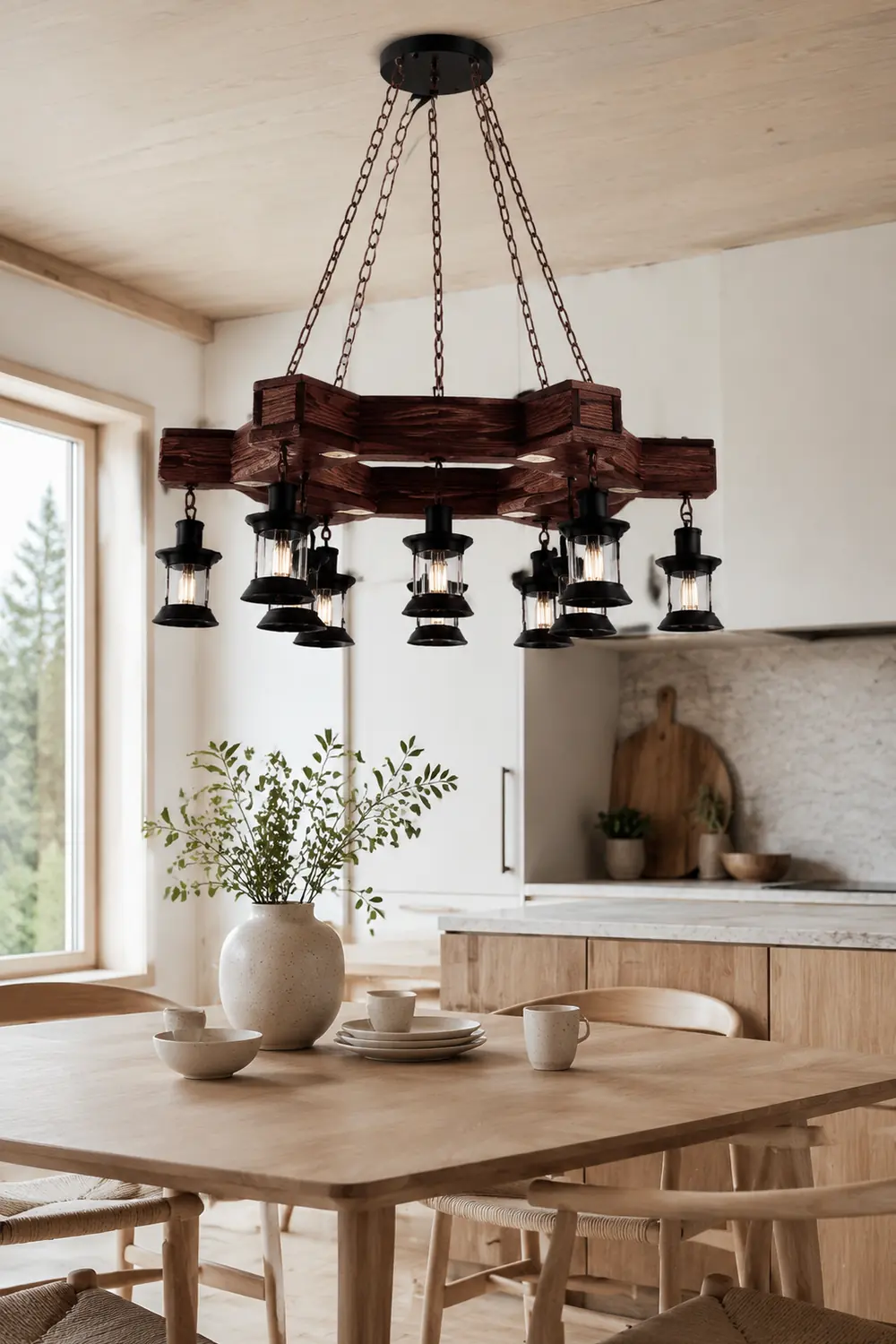 Austin Pendelleuchte, Metall & Holz, 11-flammig - Lumpaz