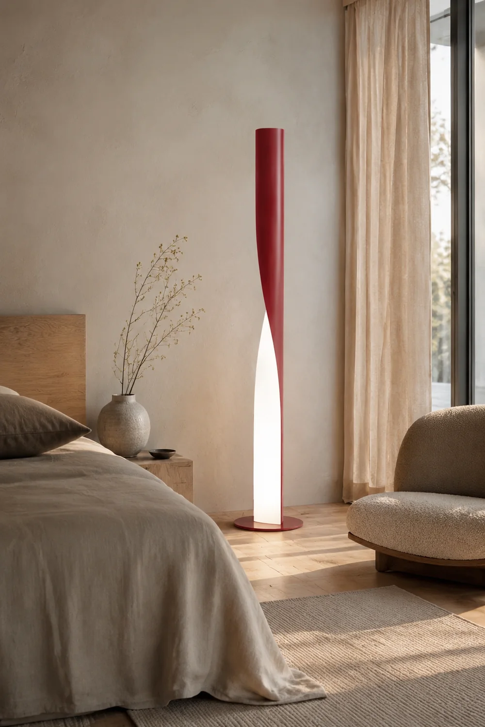 Edge Gedrehter Zylinder Stehlampe, Metall, 190CM Lang - Lumpaz