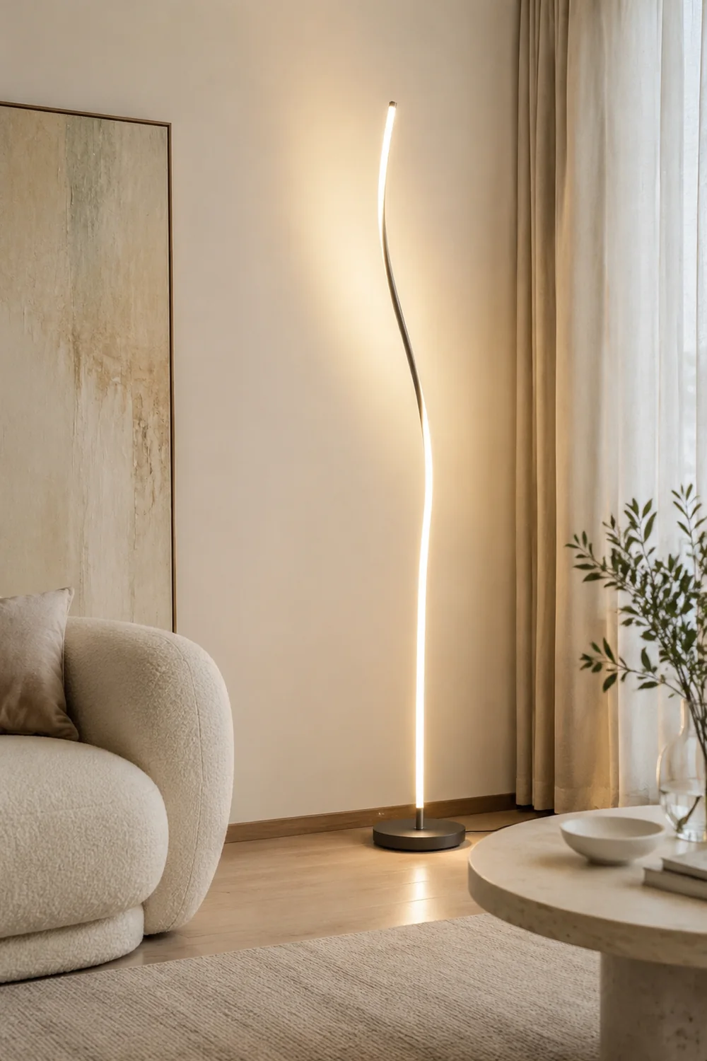 Stromlinie Stehleuchte, Metall, 2 Farben, 145CM Lang - Lumpaz