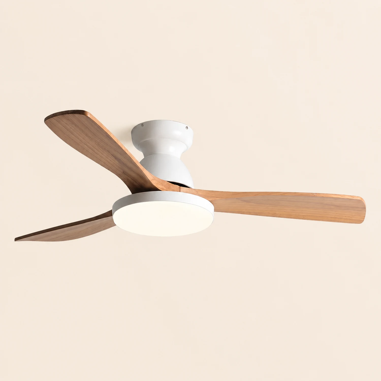 Walters 3-Blatt Deckenventilator mit Beleuchtung, Weiß & Grau, Metall & Holz, ∅132CM - Lumpaz