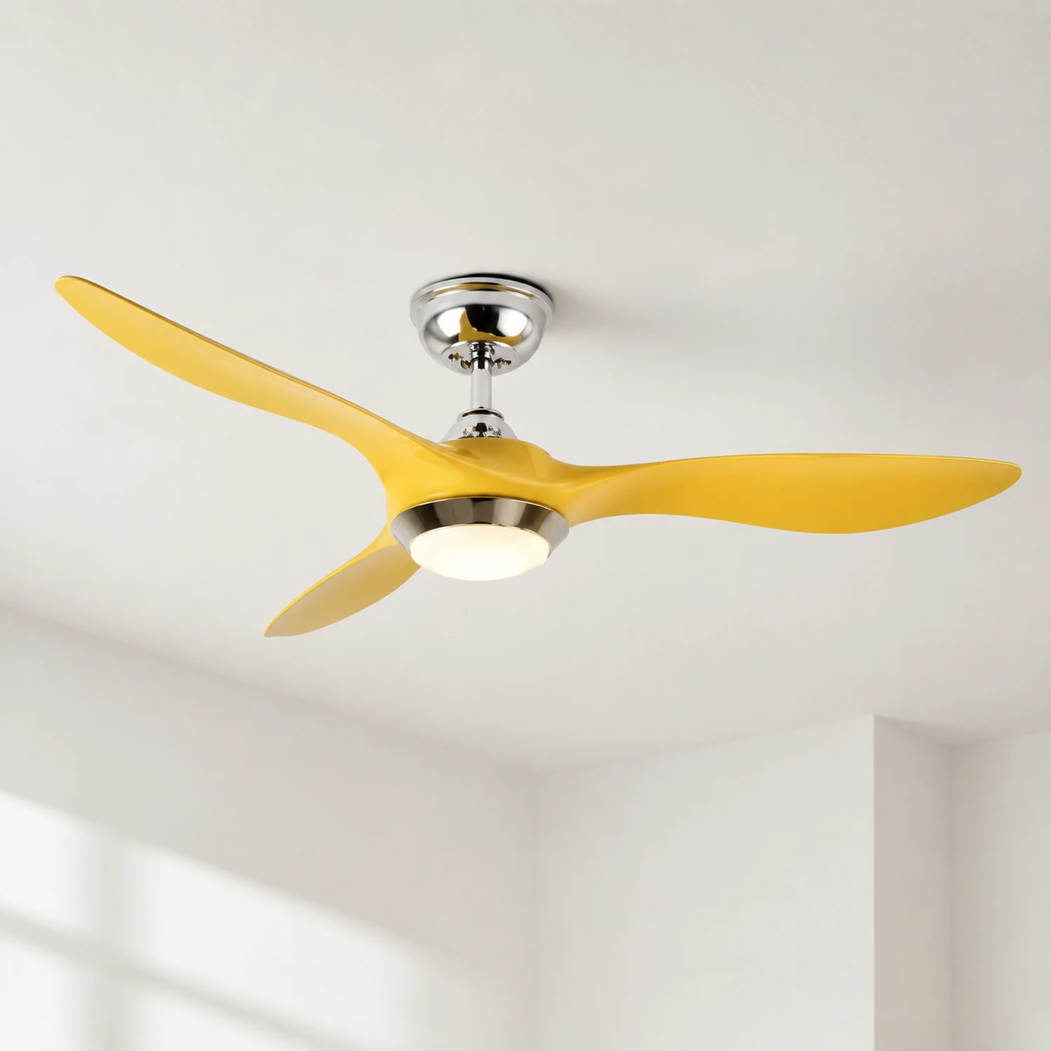 Garner 3-Blatt Deckenventilator mit Beleuchtung, Schwarz & Gelb, ∅132CM - Lumpaz