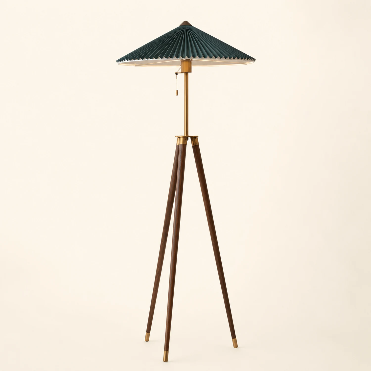 Ozawa Plissierte Stativ-Stehleuchte, Holz & Stoff, 150CM Lang - Lumpaz