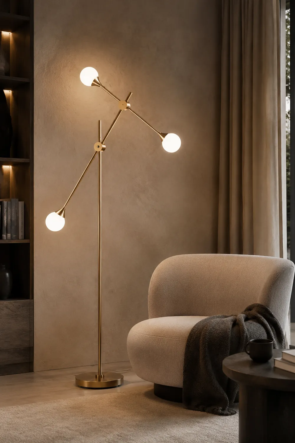 Valentina Kugel Schwenkbare Stehlampe, 3-flammig, 140CM Lang - Lumpaz