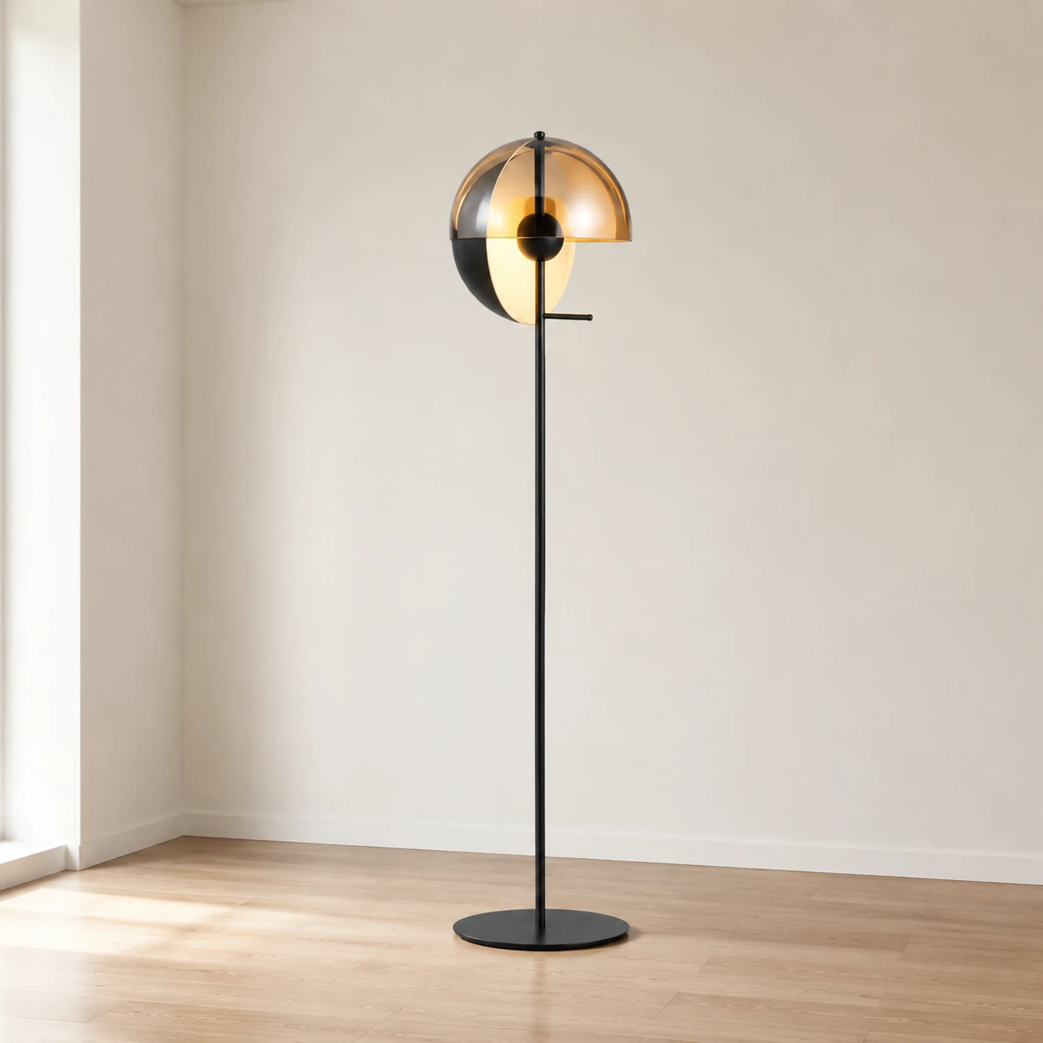 Salgado Geometrische Schwarze & Bernsteine Stehleuchte, Metall & Glas, 155CM Lang - Lumpaz