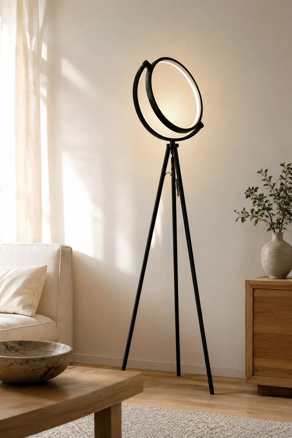 Salgado Kreis Schwarz Stehleuchte, Metall, 2 Farben, 152CM Lang - Lumpaz