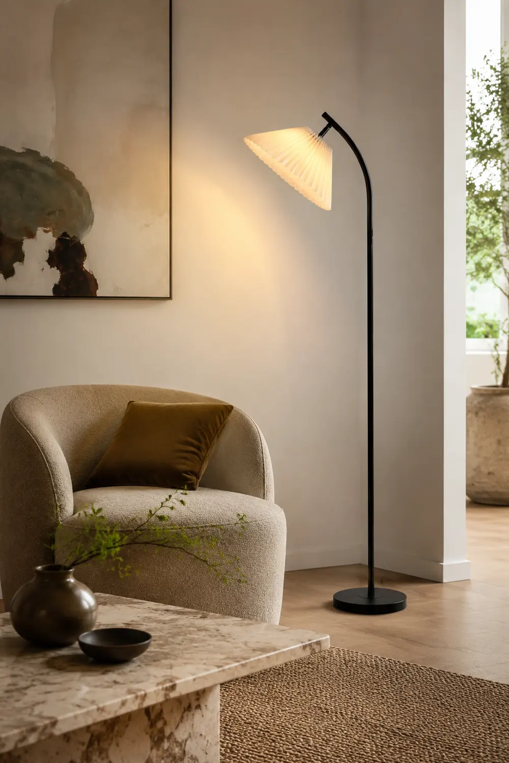 Ozawa Stehlampe Plissiert, Metall, 3 Farben, 157CM Lang - Lumpaz