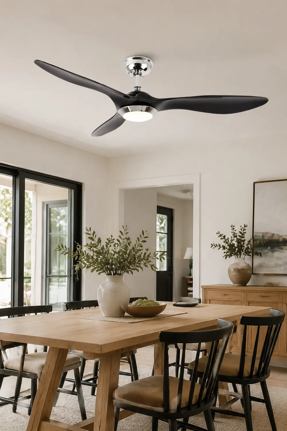 Garner 3-Blatt Deckenventilator mit Beleuchtung, Schwarz & Gelb, ∅132CM - Lumpaz