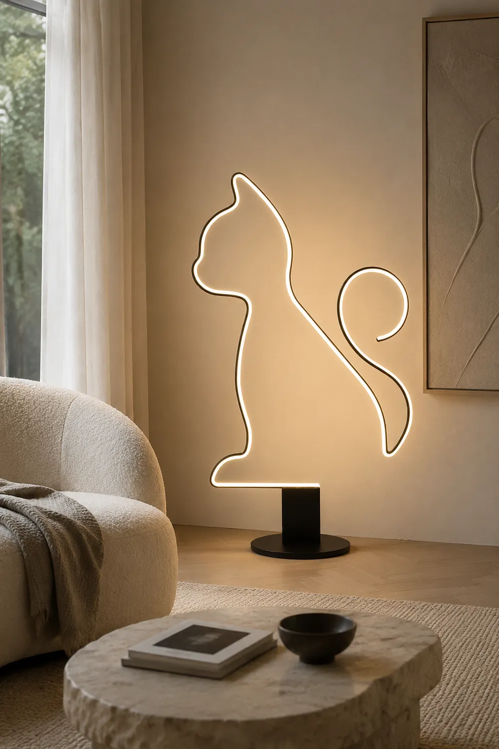 Edge Lineare Stehleuchte in Katzen- und Hundeform, Metall, 120CM Lang - Lumpaz