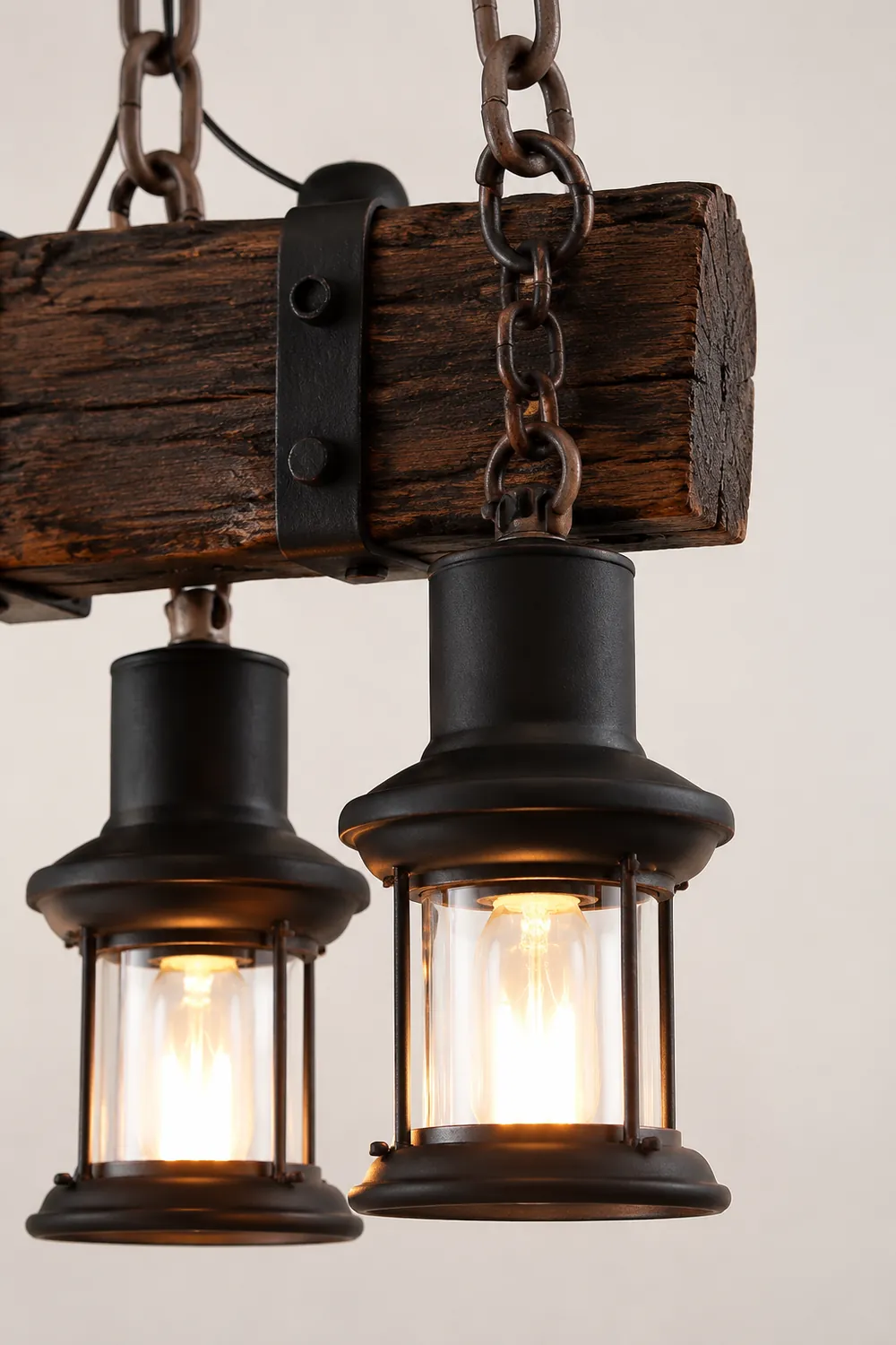 Austin Pendelleuchte, Metall & Holz, 6-flammig - Lumpaz