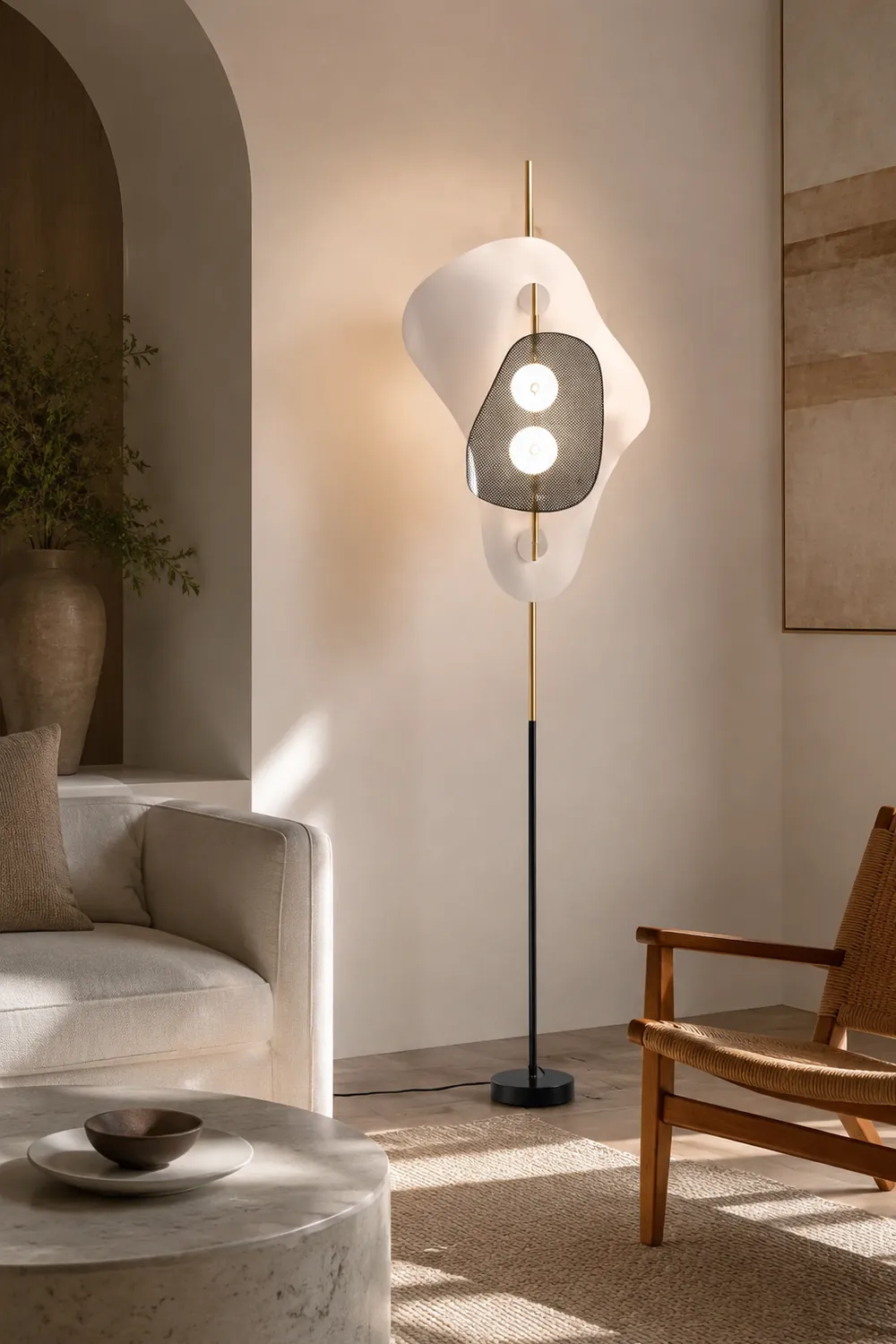 Salgado Unregelmäßige Form Stehlampe, Metall, 2-flammig, 180CM Lang - Lumpaz