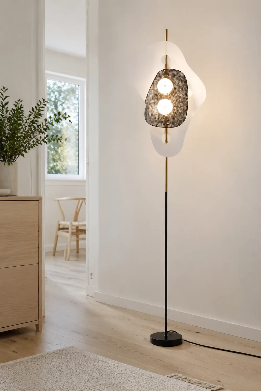 Salgado Unregelmäßige Form Stehlampe, Metall, 2-flammig, 180CM Lang - Lumpaz