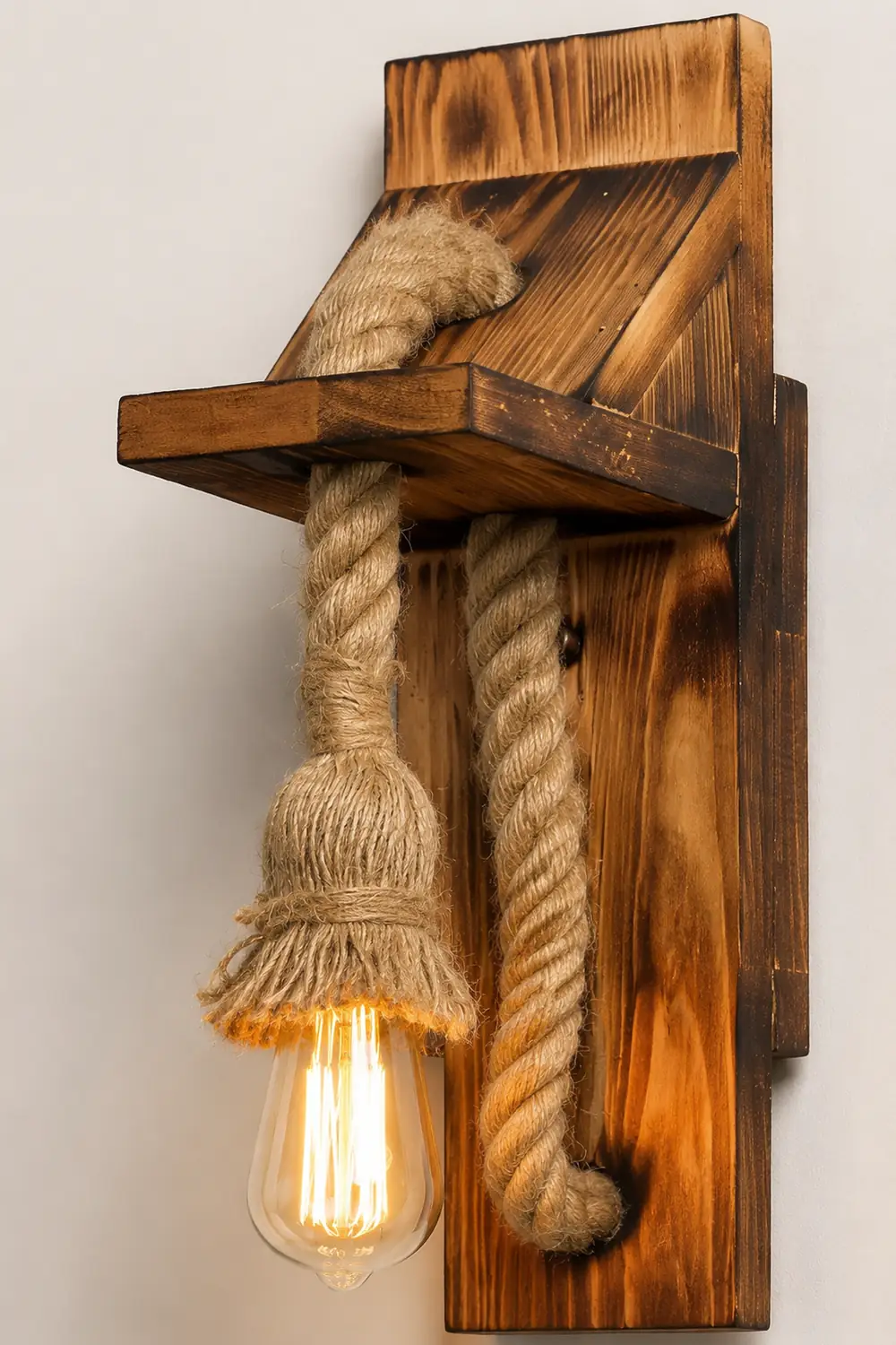 Austin Wandleuchte, Holz & Hanfseil - Lumpaz
