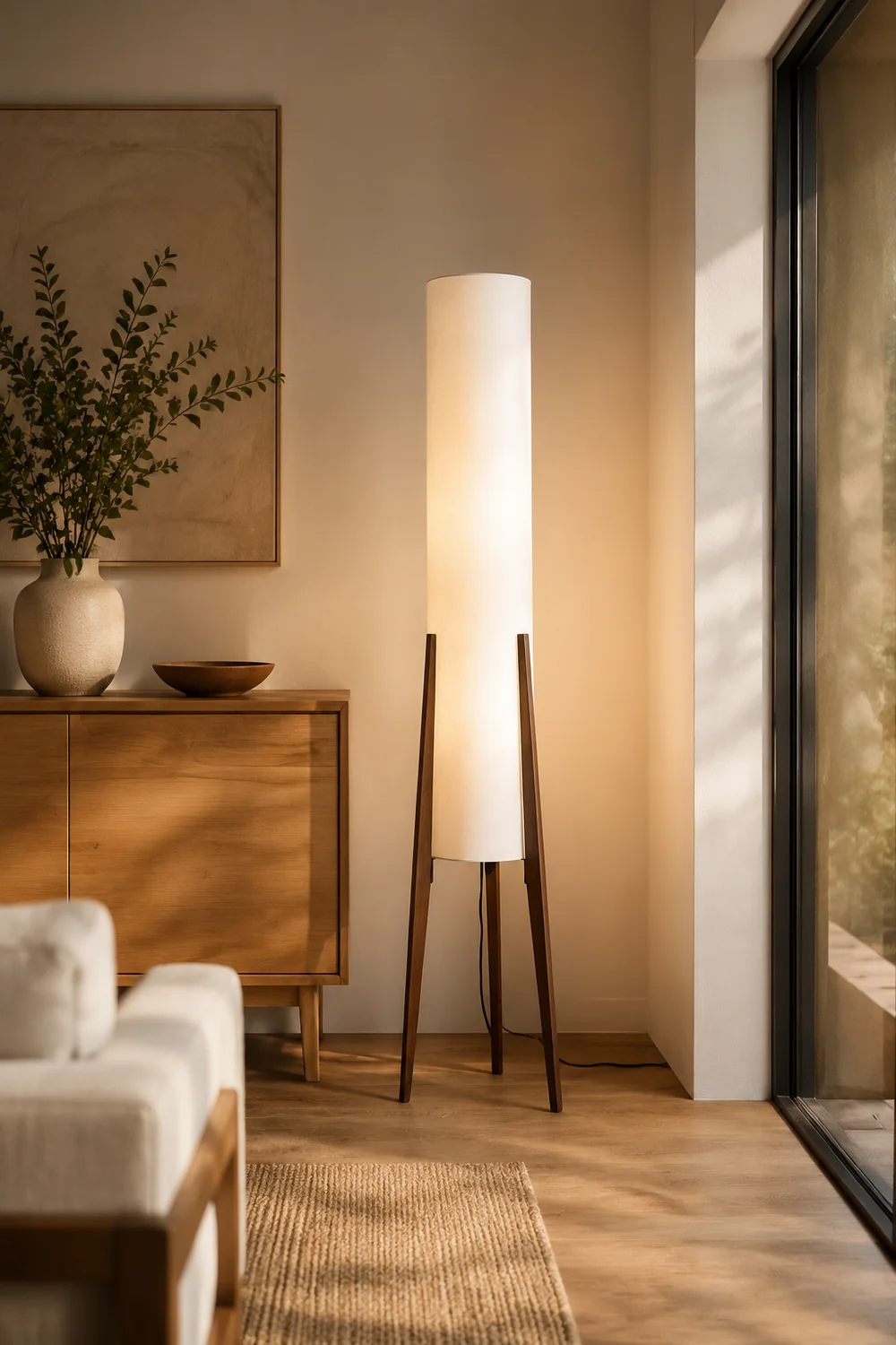 Ozawa Geometrisch Stativ Stehleuchte, Holz, 126CM Lang - Lumpaz