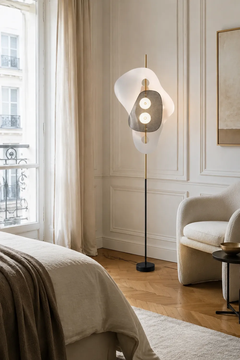 Salgado Unregelmäßige Form Stehlampe, Metall, 2-flammig, 180CM Lang - Lumpaz