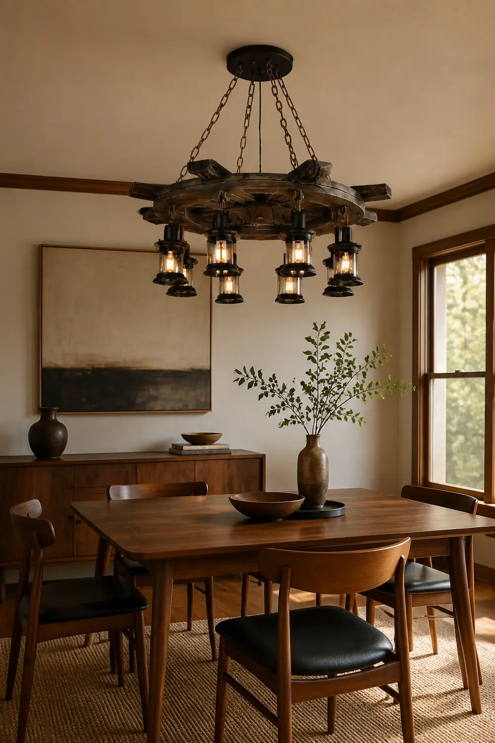 Austin Ruder Pendelleuchte, Metall & Holz, 8-flammig - Lumpaz