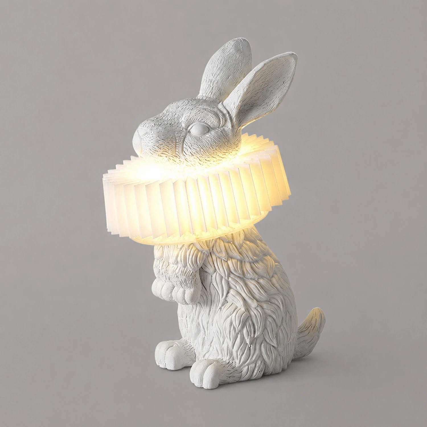Kaninchen Tischlampe Weißes Kunstharz Nachtlicht für Arbeitszimmer Büro - Lumpaz