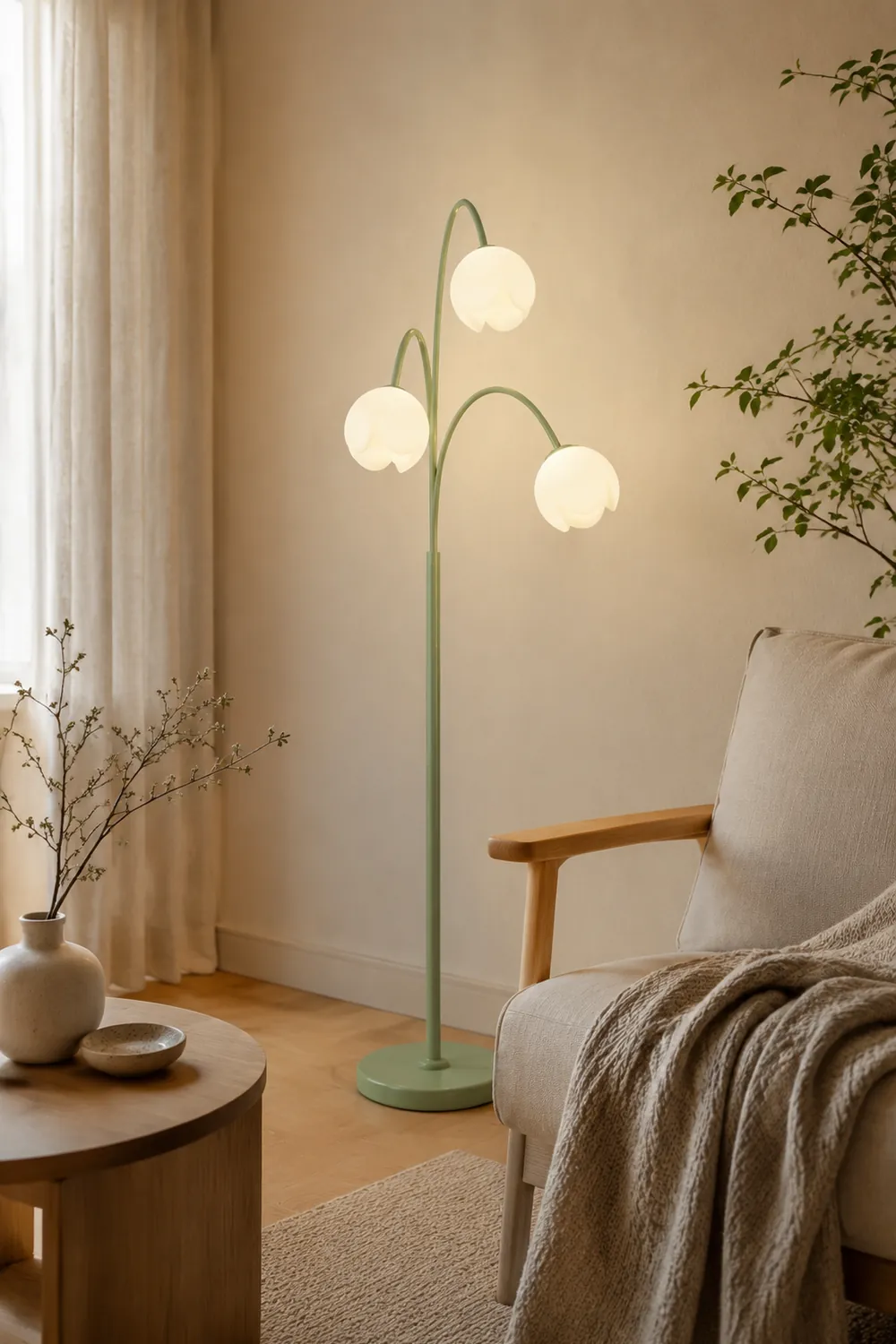 Lily Stehleuchte, Metall, 3-flammig, 2 Farben, 100CM Lang - Lumpaz