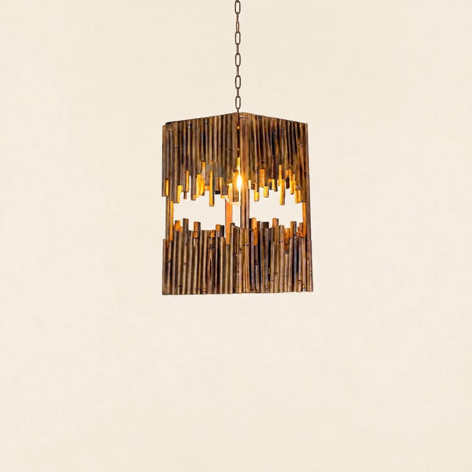 Austin Rechteckige Pendelleuchte, Metall & Holz - Lumpaz
