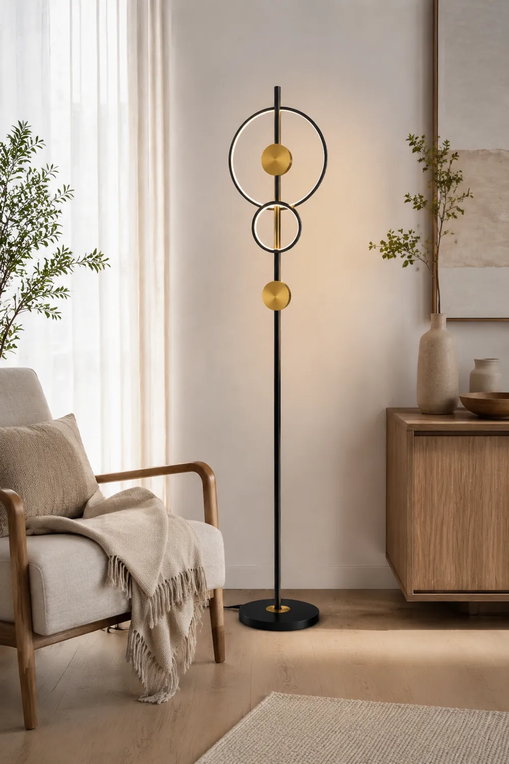 Arisha Ring Stehlampe, 2-flammig, 170CM Lang - Lumpaz