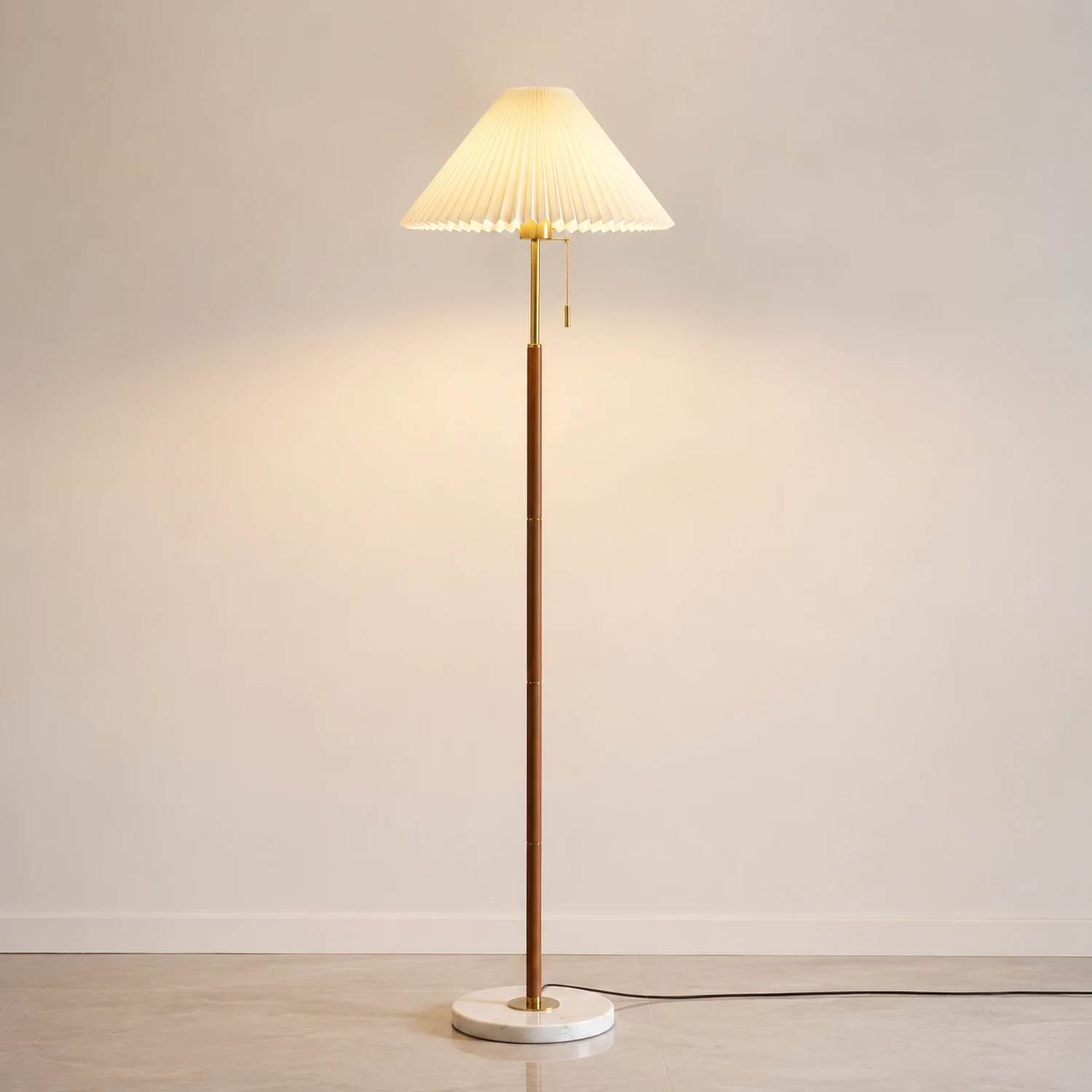 Ozawa Stehlampe Floor Lamp Plissiert, Metall&Stoff, 170CM Lang - Lumpaz