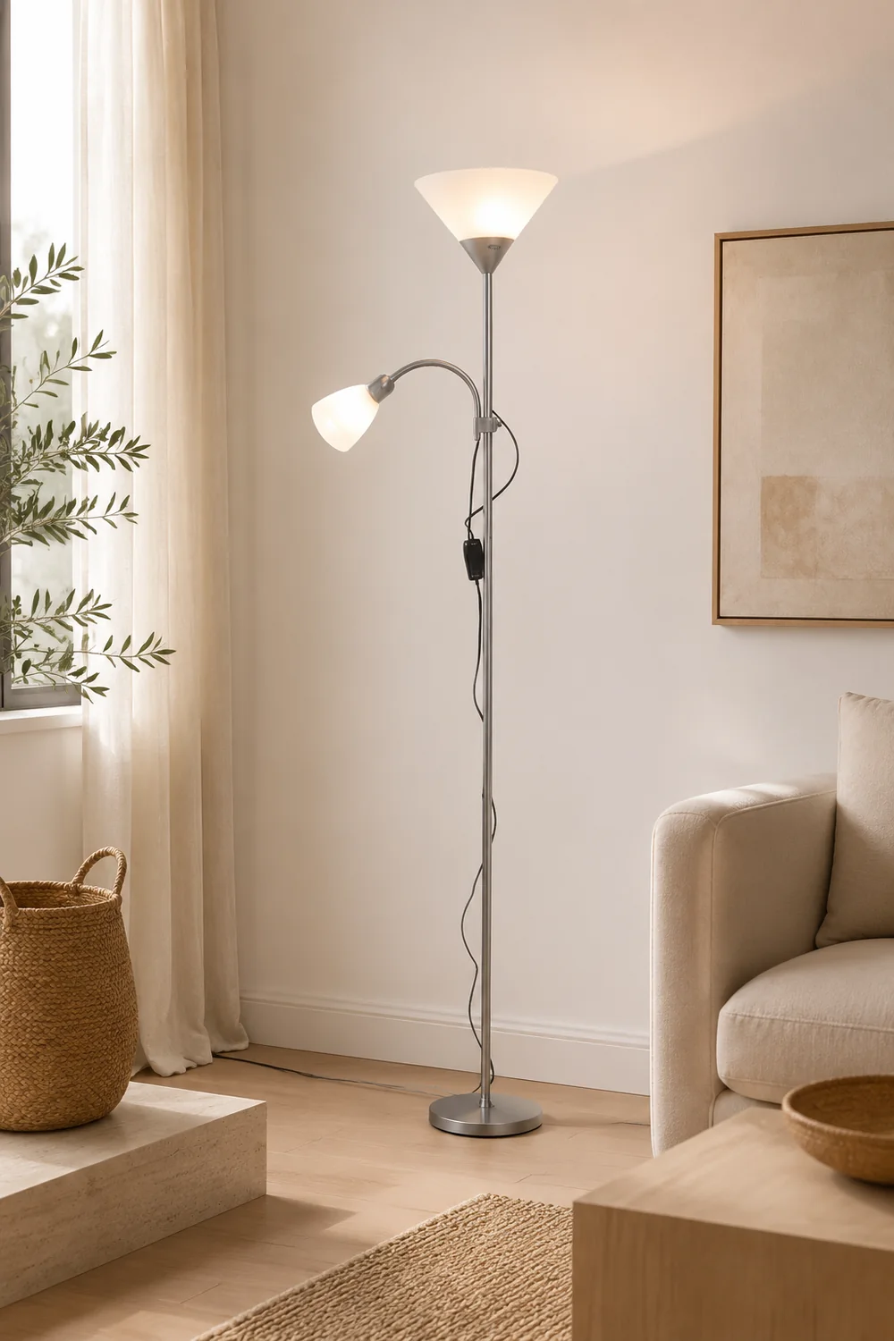 Eryn Stehleuchte, Metall, 2-flammig, 178CM Lang - Lumpaz