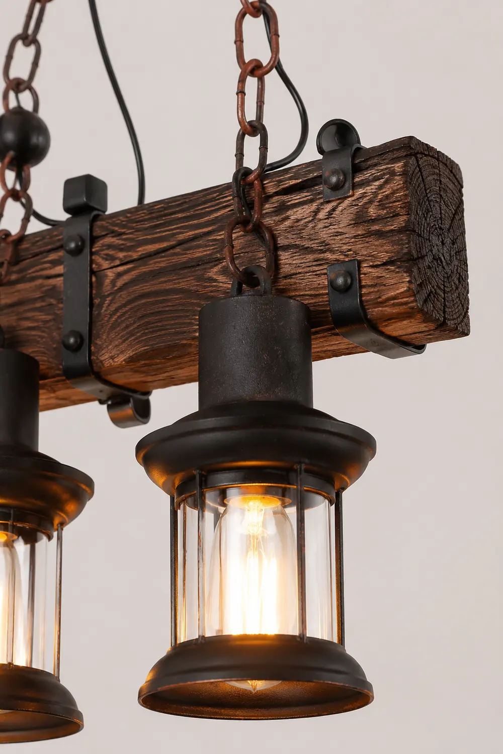 Austin Pendelleuchte, Metall & Holz, 6-flammig - Lumpaz