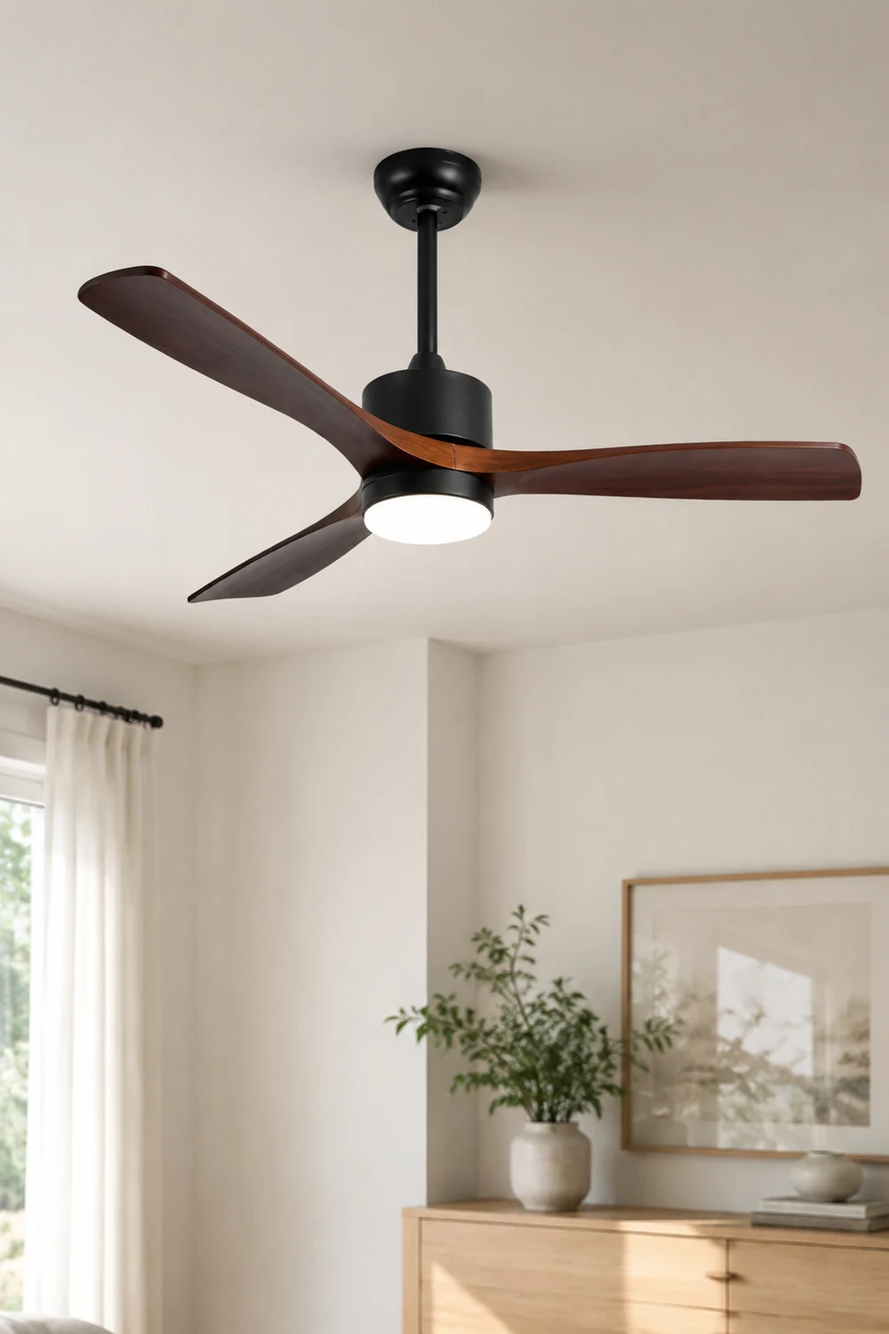 Haydn 3-Blatt-Deckenventilator mit Beleuchtung, Schwarz & Rot, ∅132CM - Lumpaz
