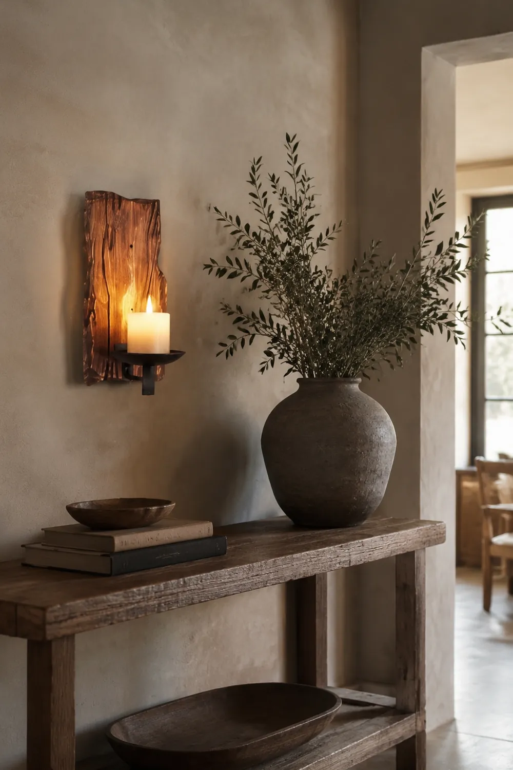 Austin Rechteckige Kerze Wandleuchte, Holz & Metall - Lumpaz
