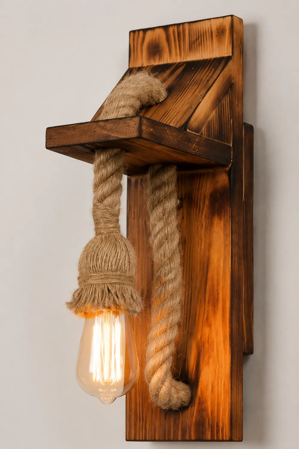 Austin Wandleuchte, Holz & Hanfseil - Lumpaz
