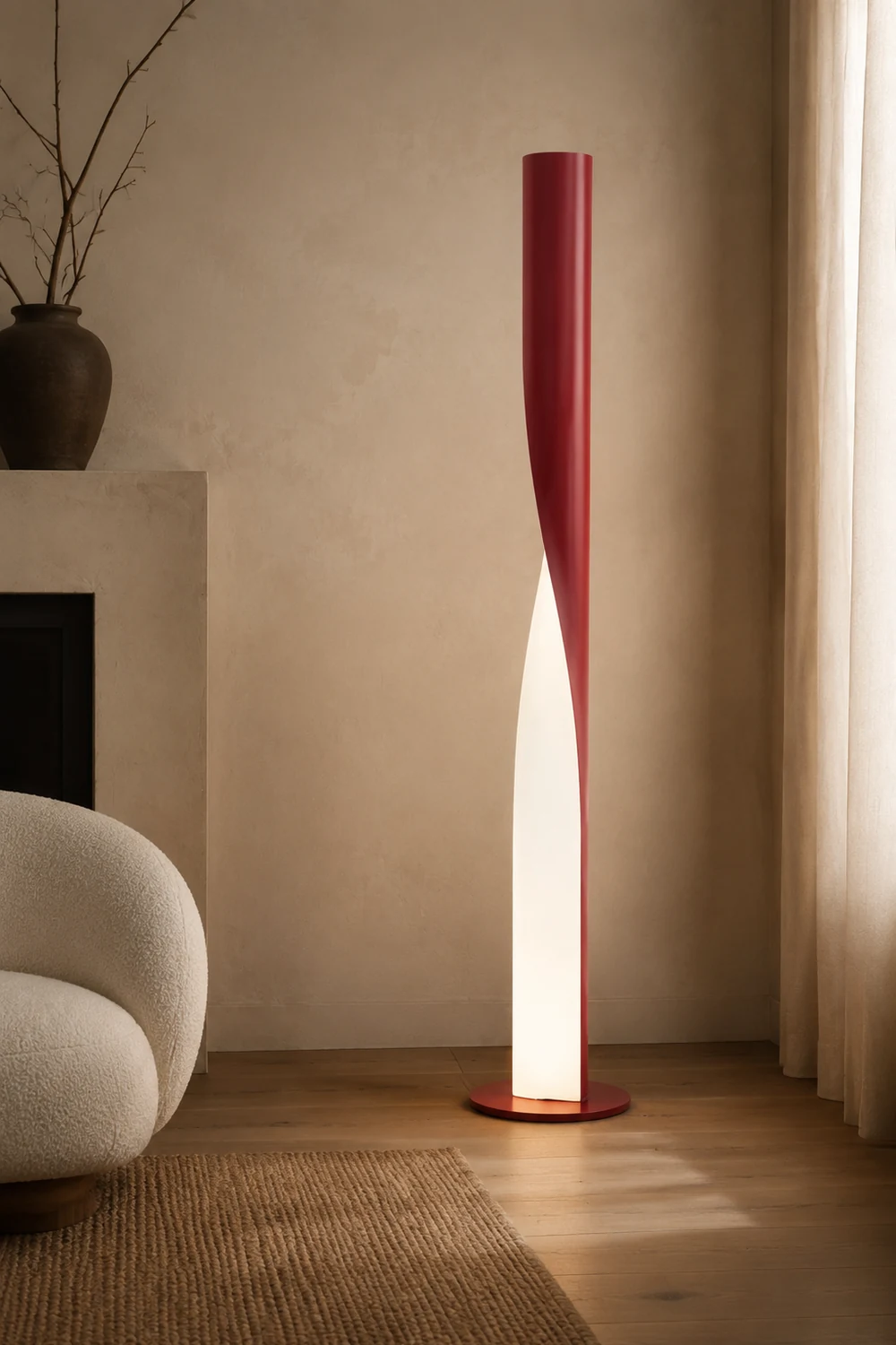 Edge Gedrehter Zylinder Stehlampe, Metall, 190CM Lang - Lumpaz