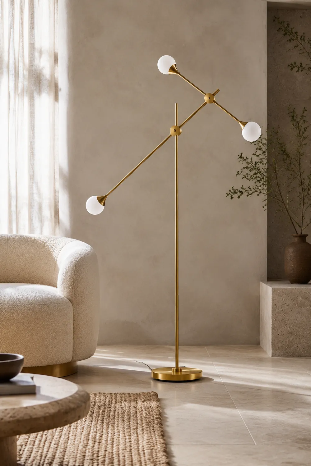 Valentina Kugel Schwenkbare Stehlampe, 3-flammig, 140CM Lang - Lumpaz