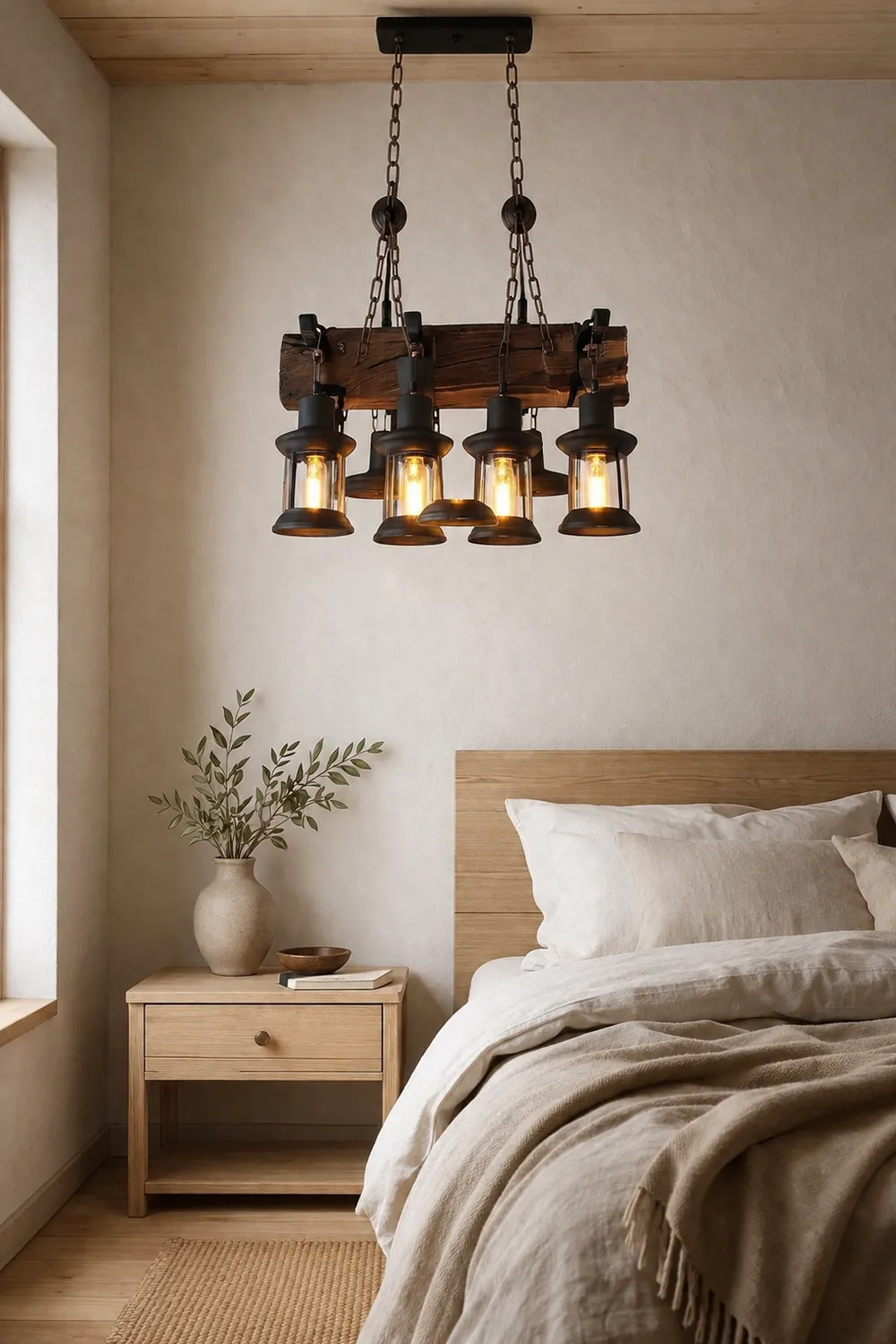 Austin Pendelleuchte, Metall & Holz, 6-flammig - Lumpaz