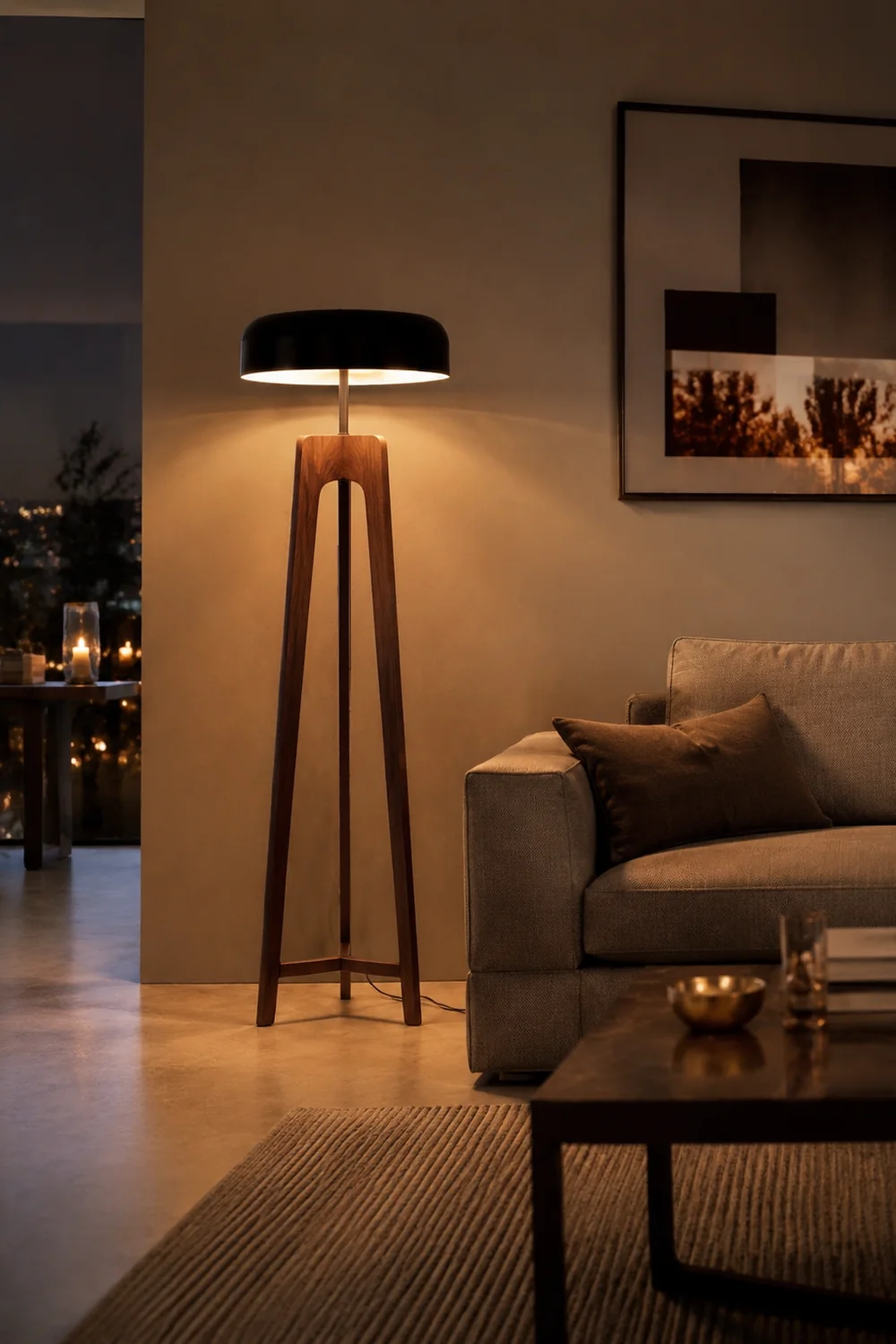 Ozawa Modern Stativ Stehleuchte, Holz & Metall, 2 Farben, 155CM Lang - Lumpaz