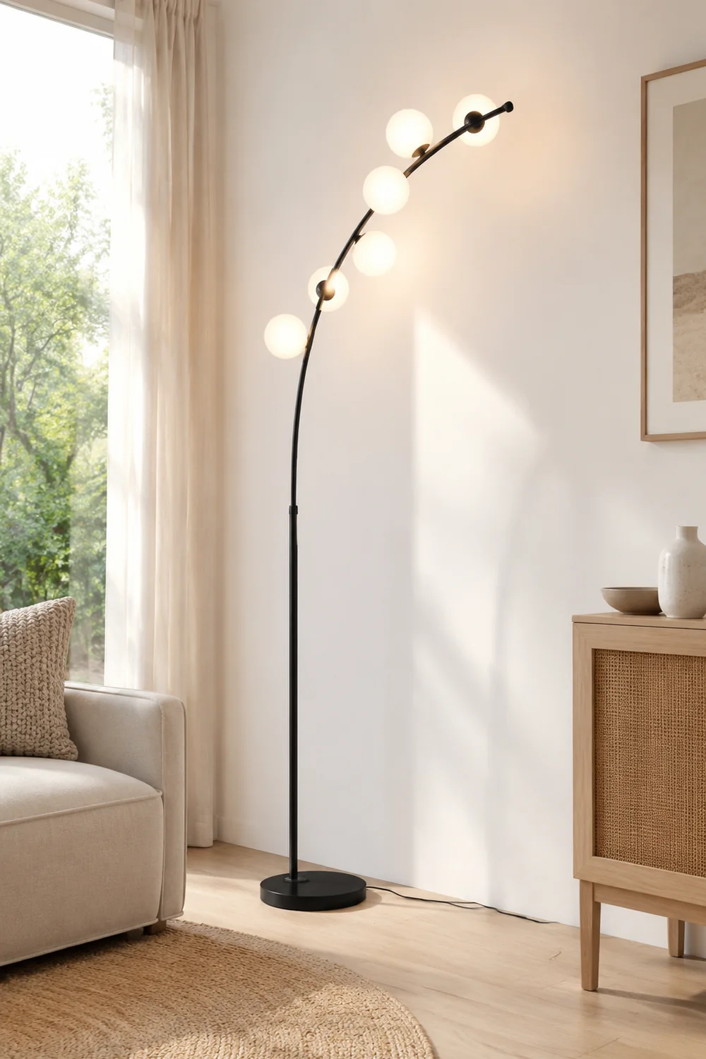 Valentina Bogen Blase Stehleuchte, 2 Farben, 3/4/6-flammig, 200CM Lang - Lumpaz
