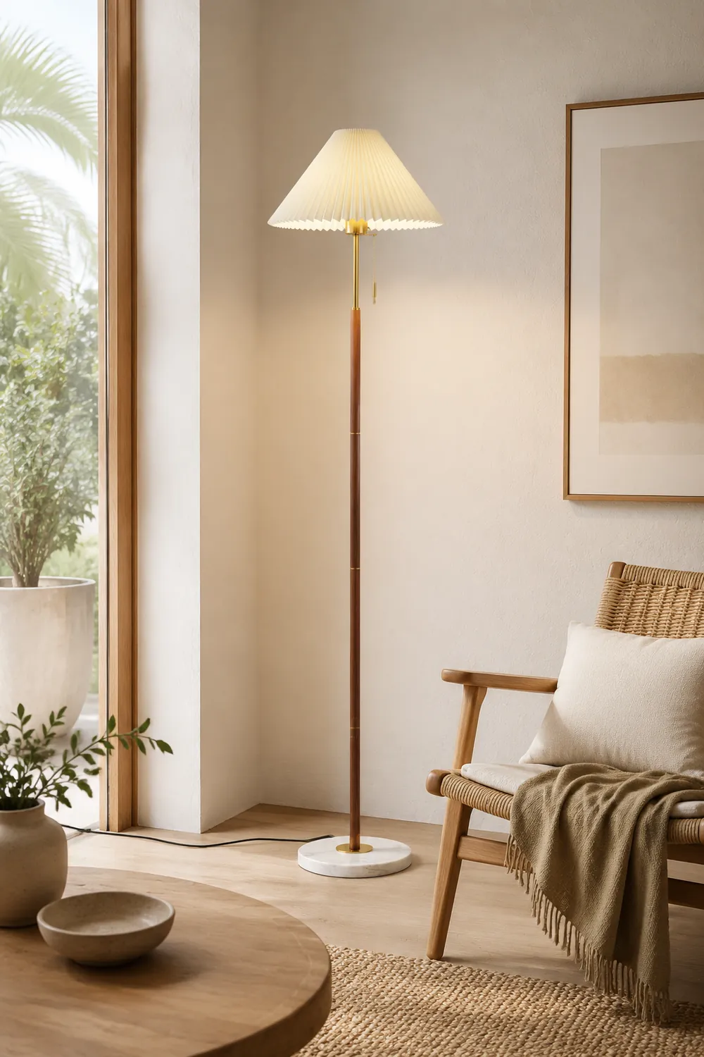 Ozawa Stehlampe Floor Lamp Plissiert, Metall&Stoff, 170CM Lang - Lumpaz