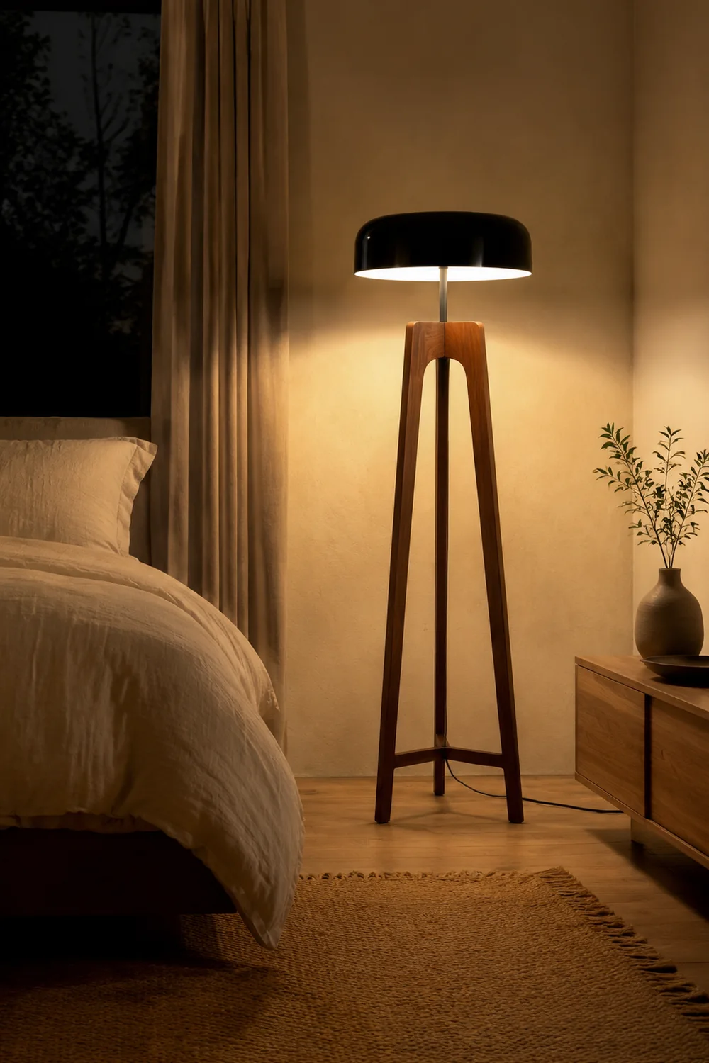 Ozawa Modern Stativ Stehleuchte, Holz & Metall, 2 Farben, 155CM Lang - Lumpaz