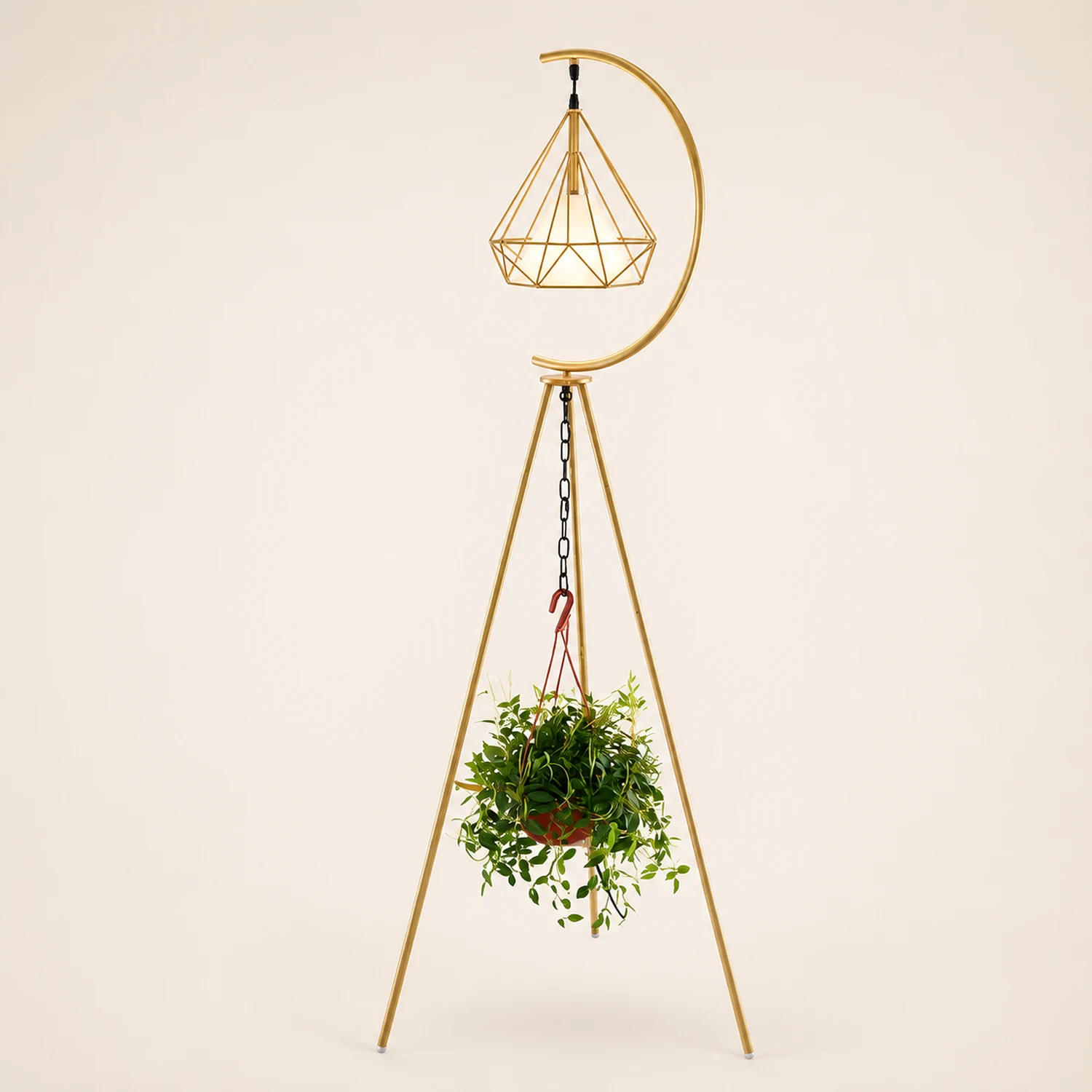 Eryn Diamantförmiger Lampenschirm Stativ Stehlampe, Metall, 2 Farben, 160CM Lang - Lumpaz