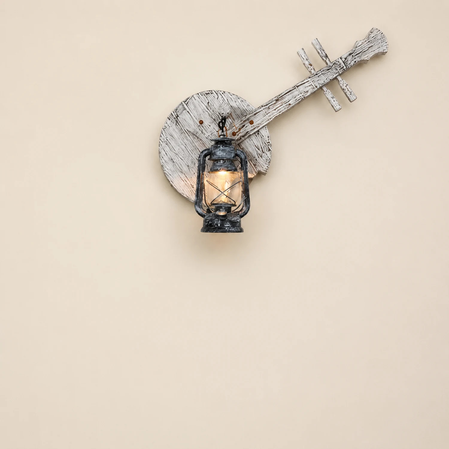 Austin Laute Laterne Wandleuchte, Metall & Holz - Lumpaz