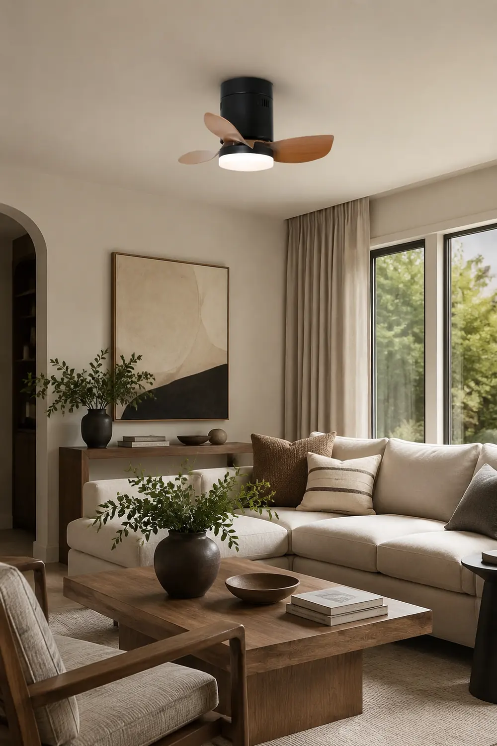Walters 3-Blatt Deckenventilator mit Beleuchtung, Schwarz & Braun, ∅60CM - Lumpaz