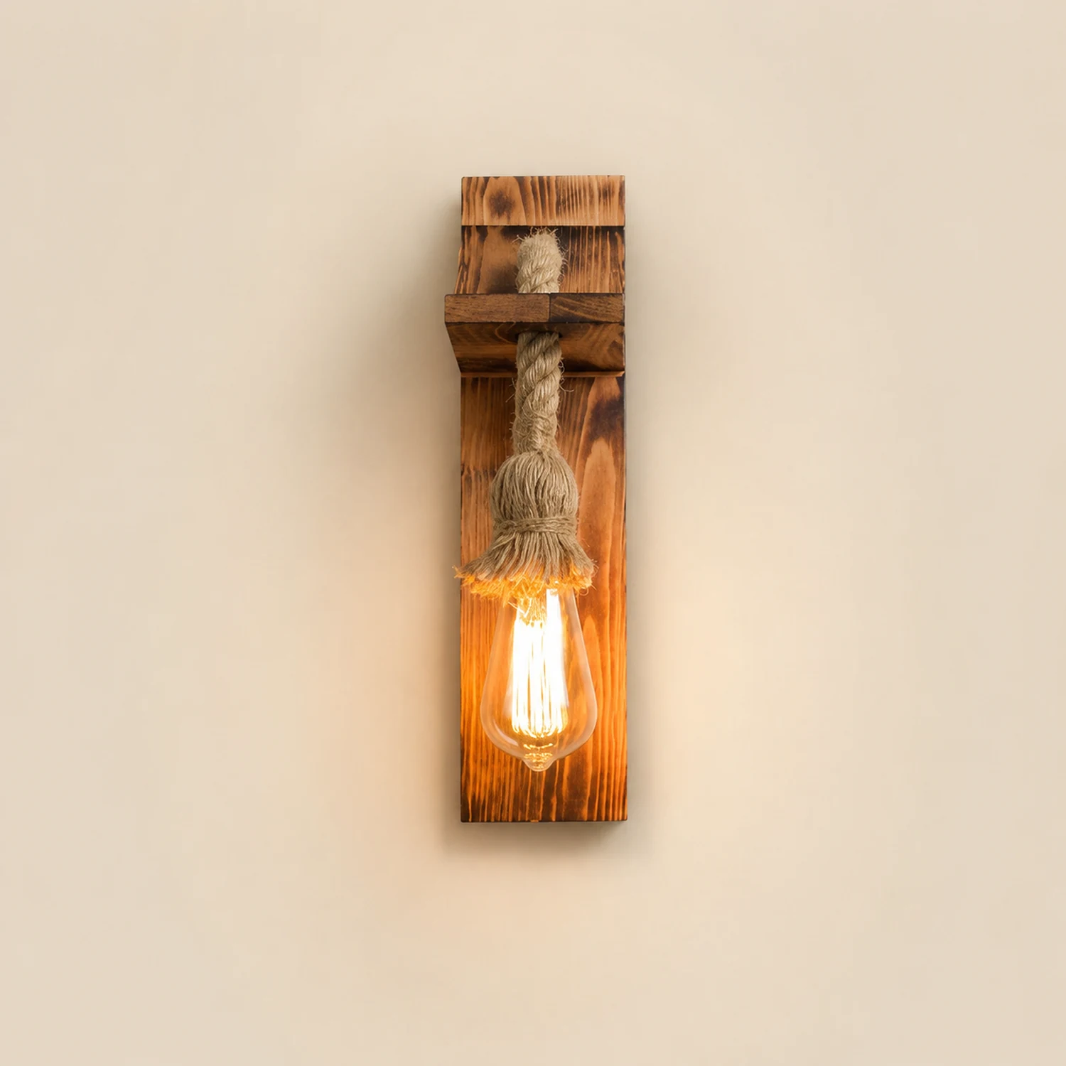 Austin Wandleuchte, Holz & Hanfseil - Lumpaz