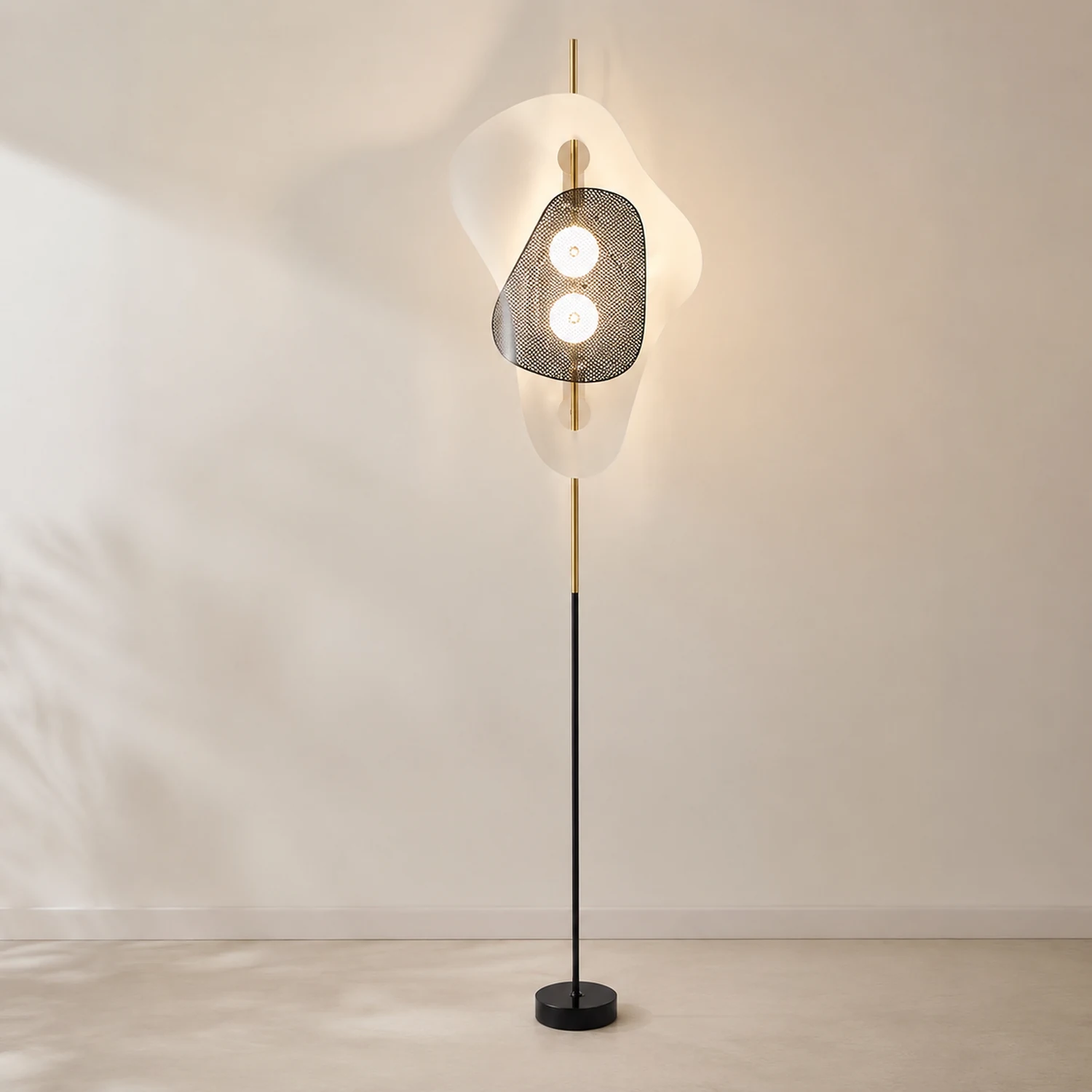 Salgado Unregelmäßige Form Stehlampe, Metall, 2-flammig, 180CM Lang - Lumpaz